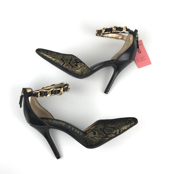 NEW {Sam & Libby} Metallic Snake Chain Heels - Picture 5 of 8